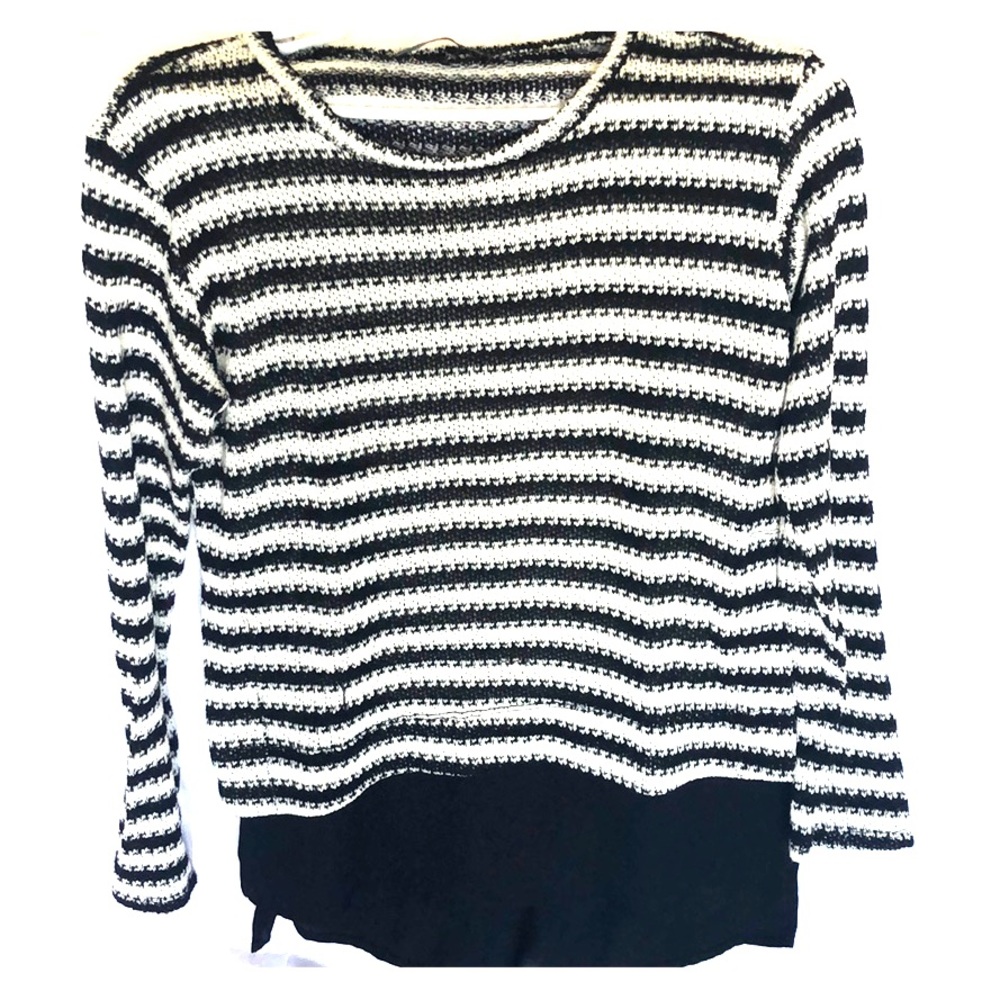 Black and white striped Arielle sweater.